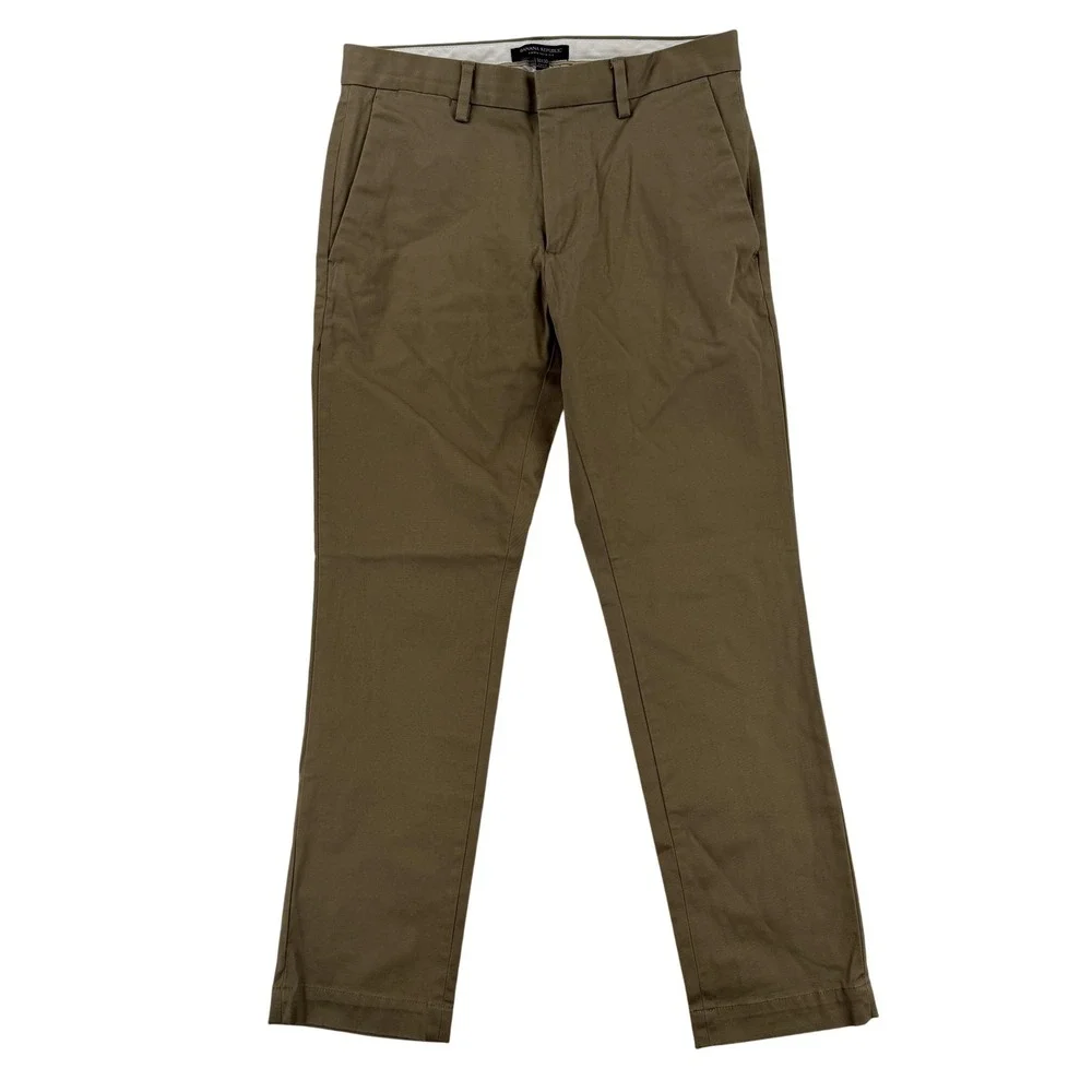 Banana Republic Aiden Chino Pants Mens 30x30 Beige Slim Stretch Casual Office